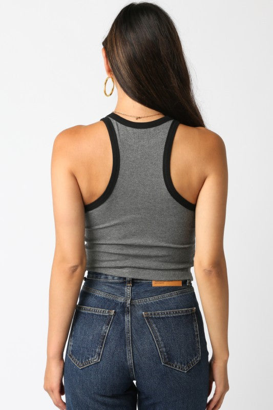 Contrast Halter Tank Top