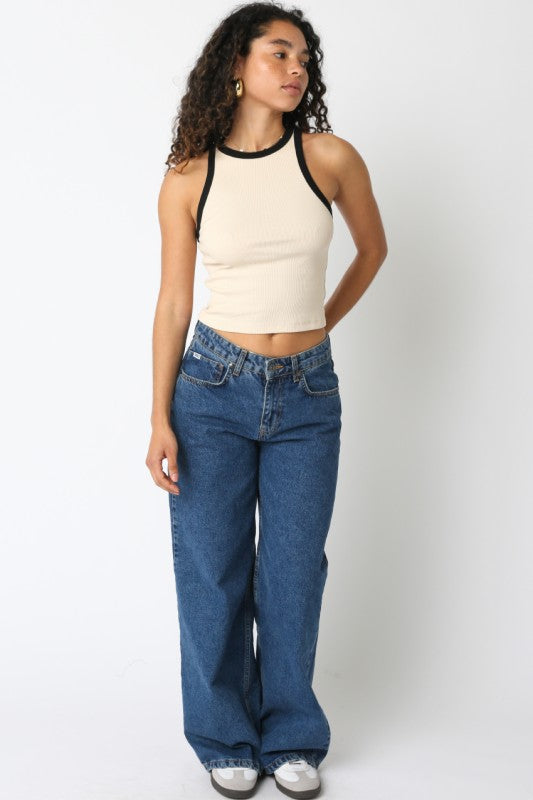 Contrast Halter Tank Top