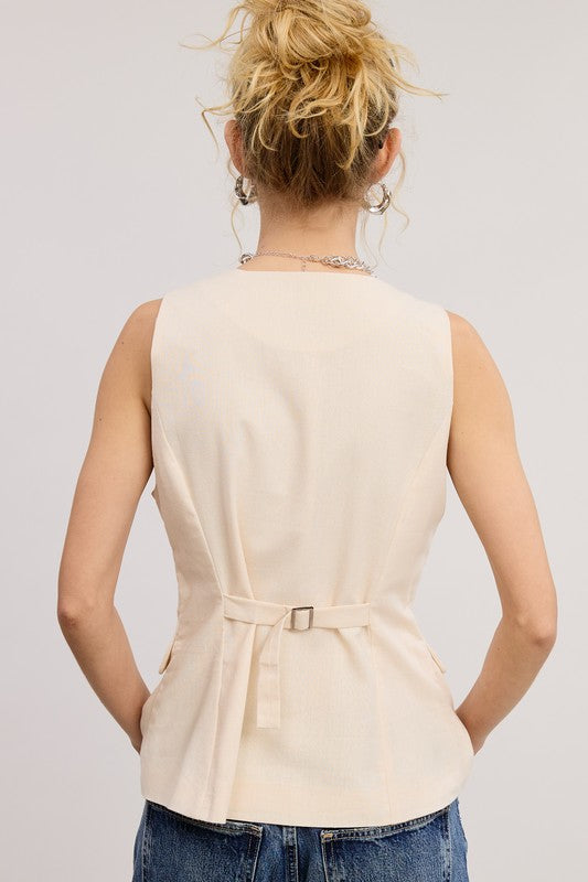 Back-Tie Button Waistcoat Vest