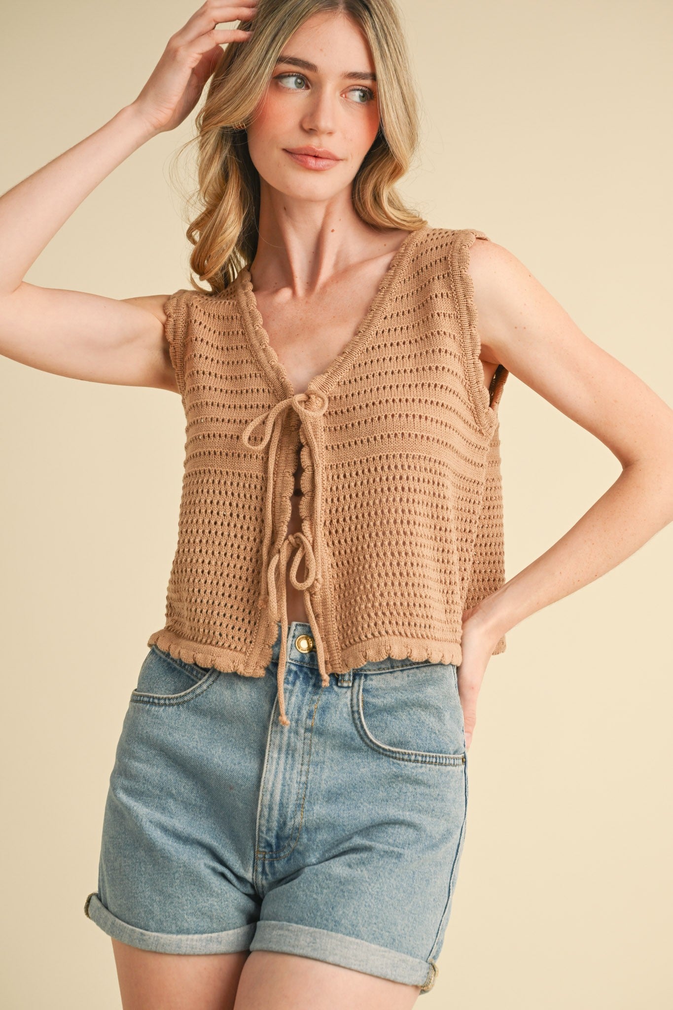 Crochet Sweater Vest Tie Top