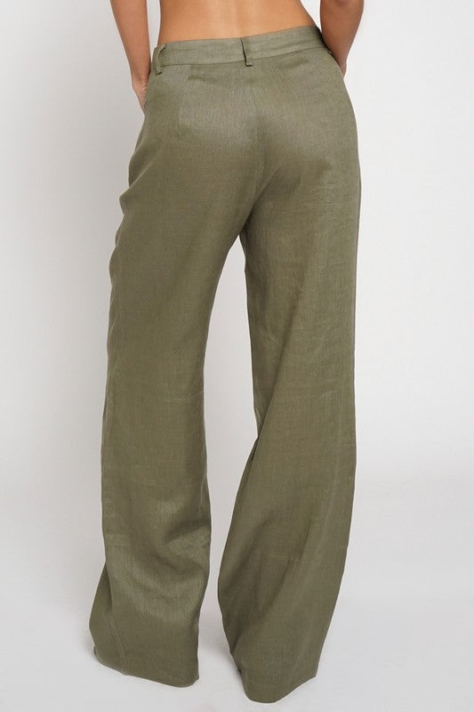 Wide-Leg Linen Pants