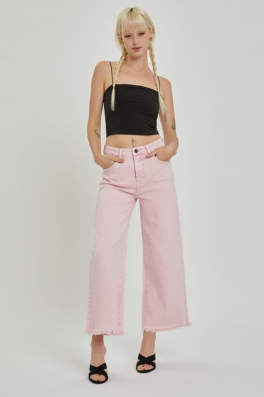High Rise Fade Pink Risen Pants