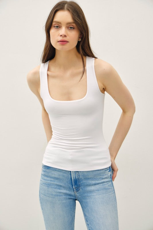 Double-Lined Square Neck Tank
