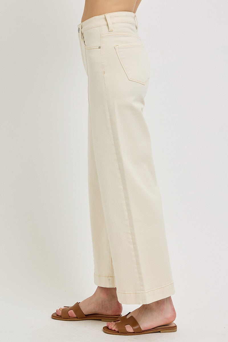Crop Wide-Leg Ivory Jean