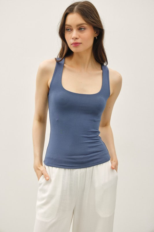 Double-Lined Square Neck Tank