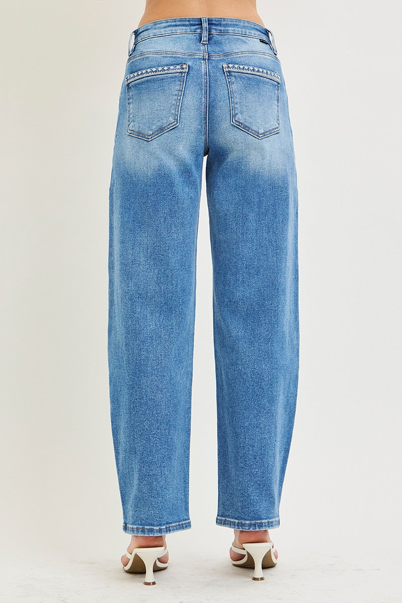 High-Rise Side Detail Barrel Jean