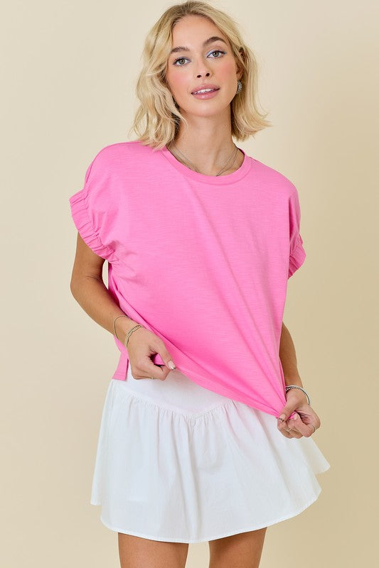 Oversized Top with Elastic Sleeve