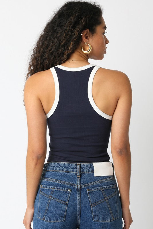 Contrast Halter Tank Top