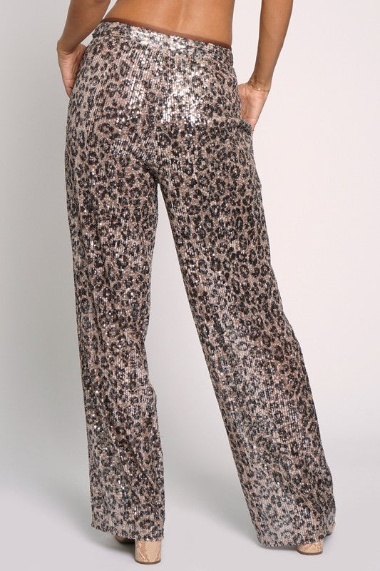 Leopard Sequin Long Pants
