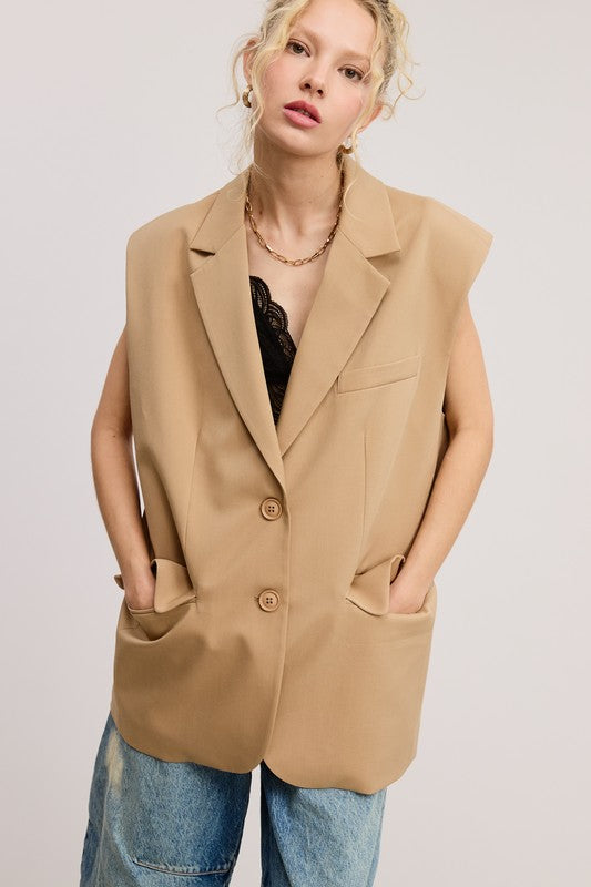 Oversized Blazer Vest Top