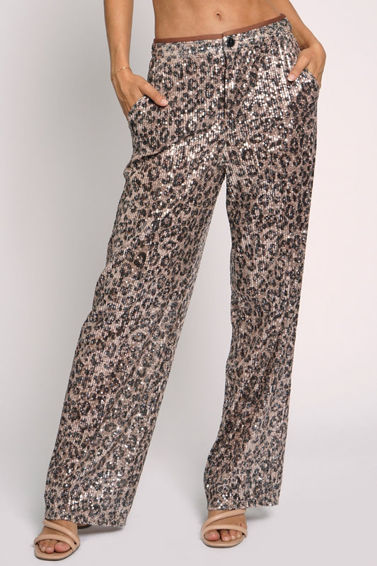 Leopard Sequin Long Pants