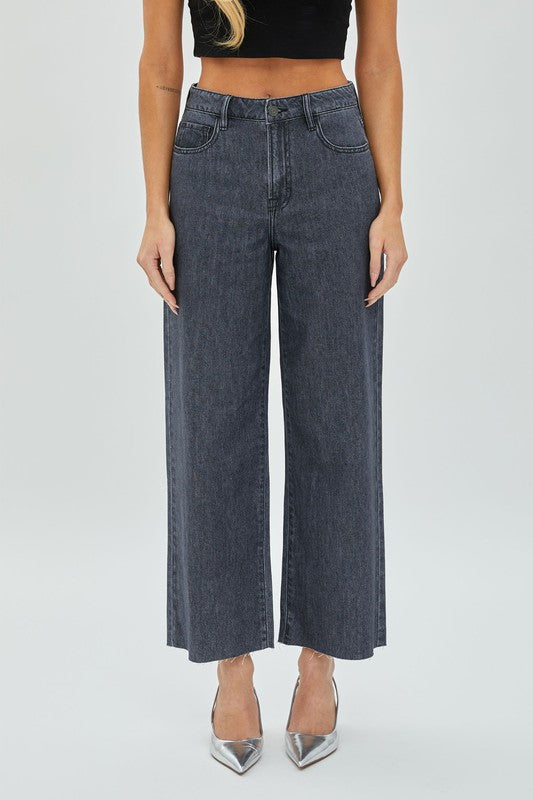 Dark Grey Clean Cropped Wideleg