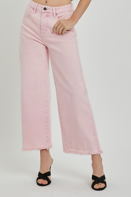High Rise Fade Pink Risen Pants