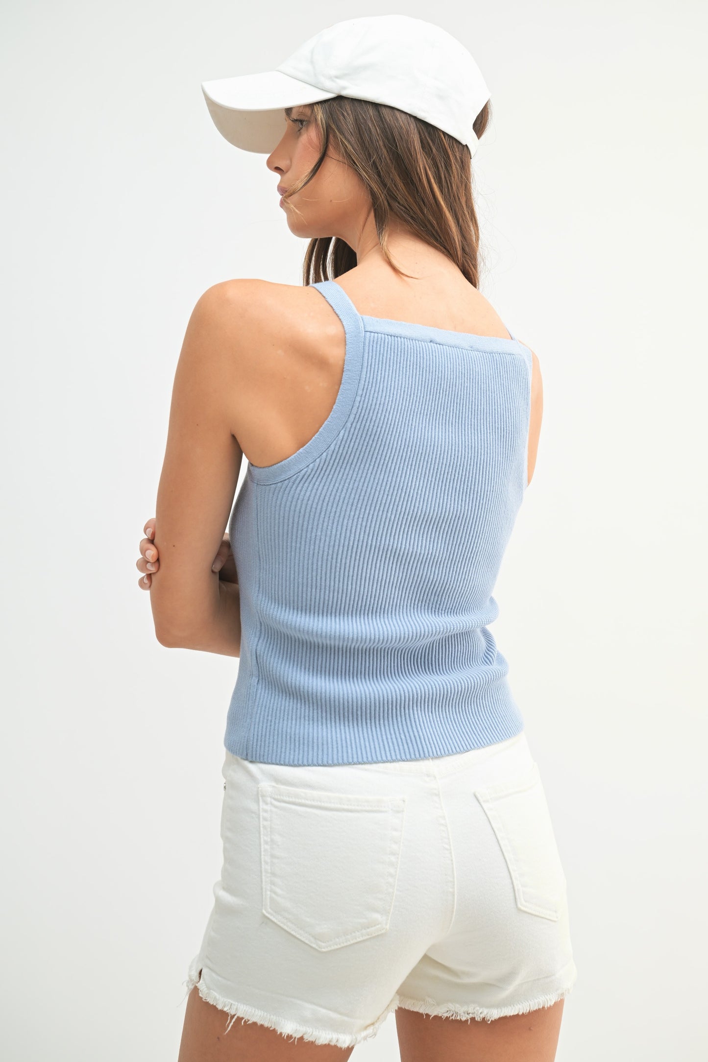 Rib Knit High Neck Tank