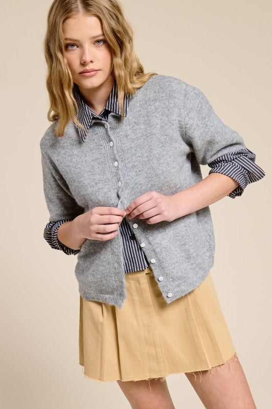 Short Sleeve Buttoned Cardigan