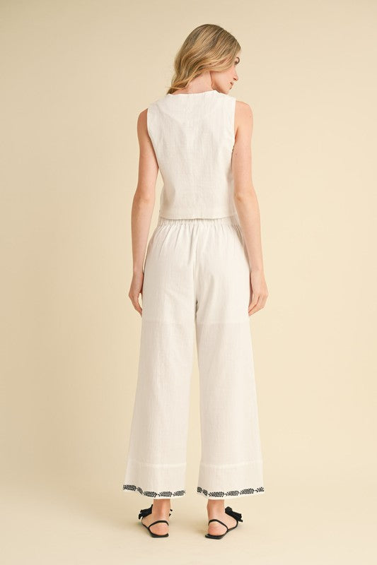 Embroidered Linen Pants