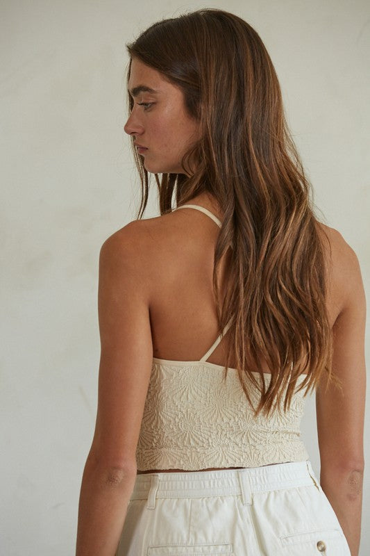 Jacquard Cross-back Crop Top