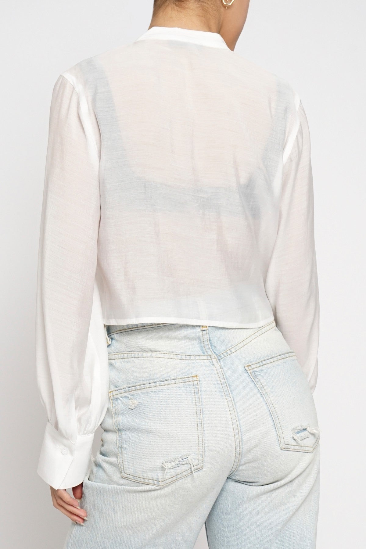 Ruffle Front Sheer Blouse
