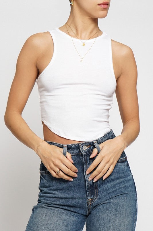 Crop Rounded Ribbed Tank Top