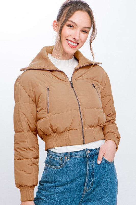 High Neck Cropped Puffer
