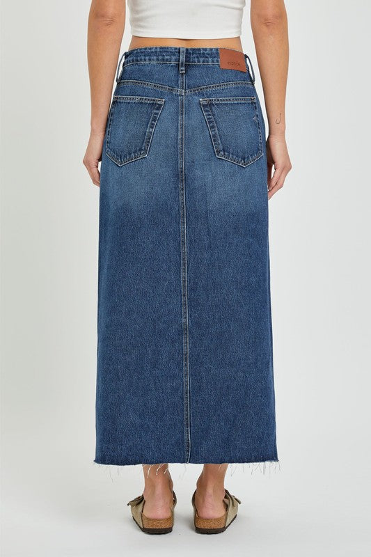 Denim Dark Wash Midi Skirt