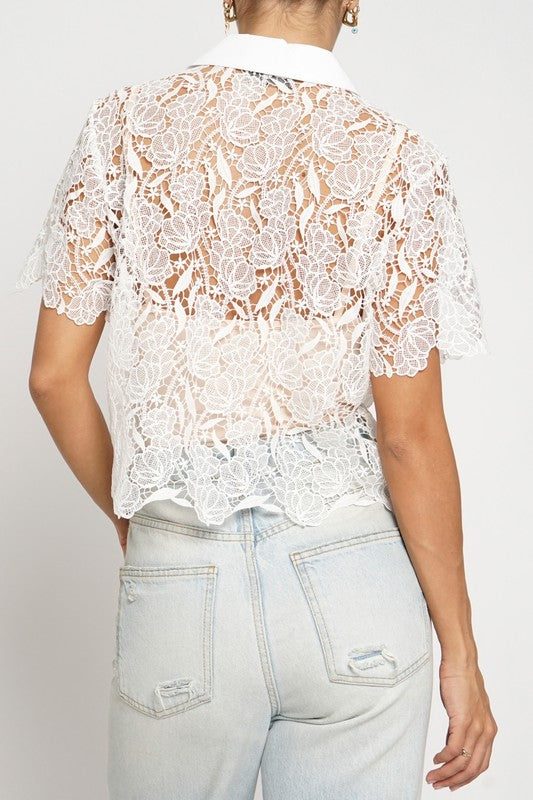 Lace Button Down Top