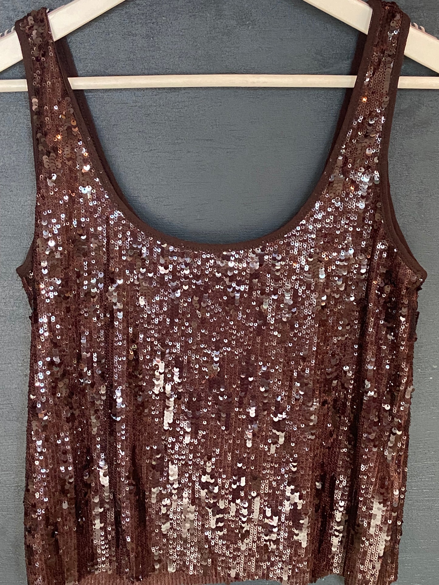 Brown Sequin Tank Top