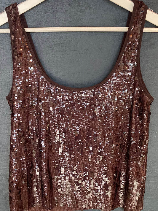 Brown Sequin Tank Top