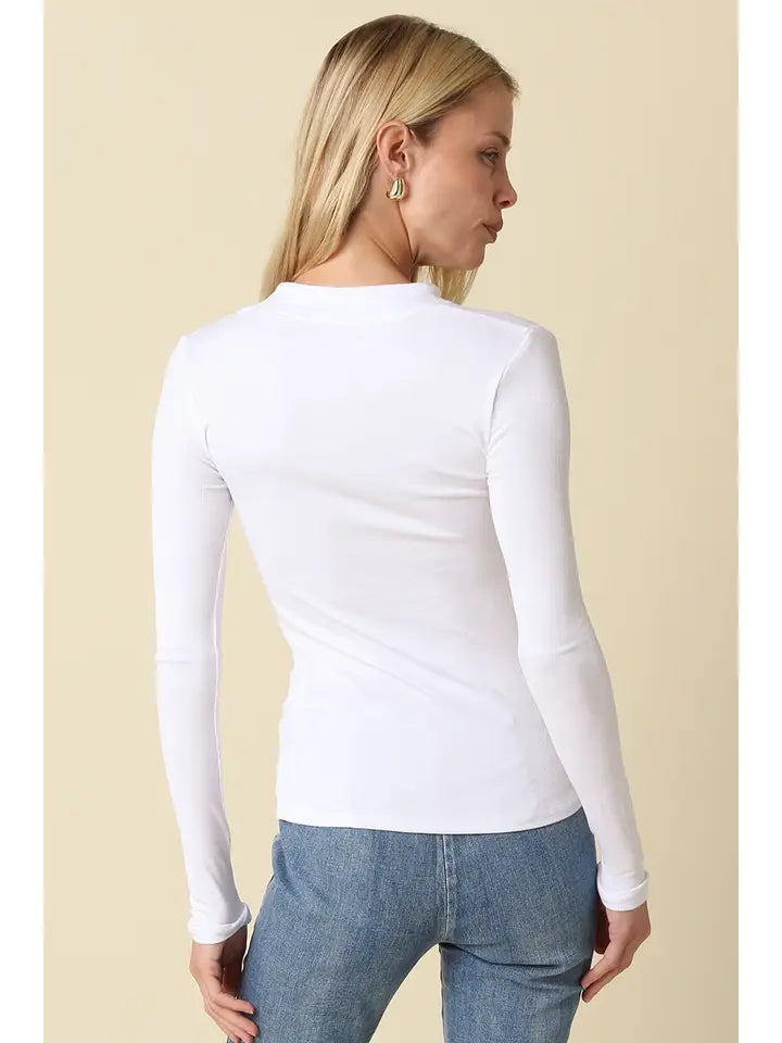 Ribbed Button Front Top
