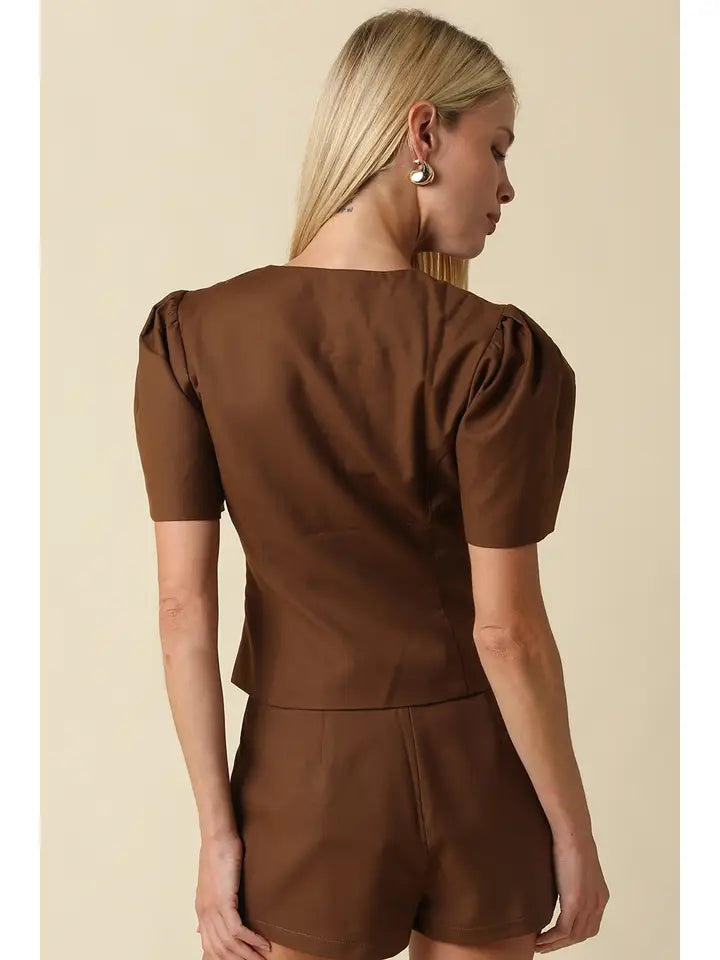 Puff Sleeve Button Blouse