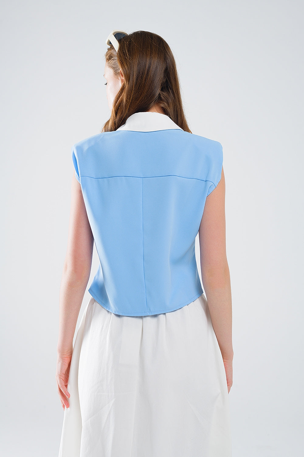 Contrast Button-Front Blouse