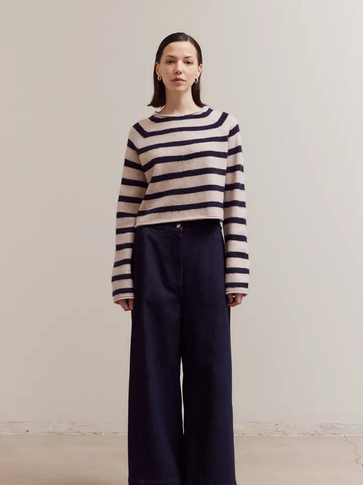 Striped Mock Neck Sweater