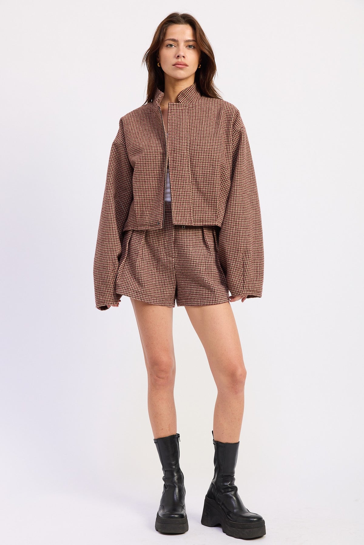 Houndstooth Collared Jacket