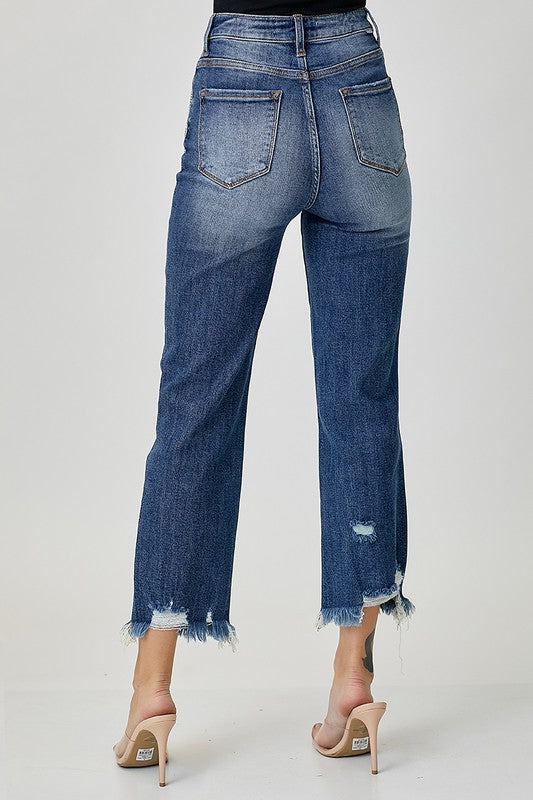 High-Rise Fringe Jeans