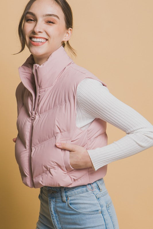 Cropped Vest With Adjustable Drawstrings