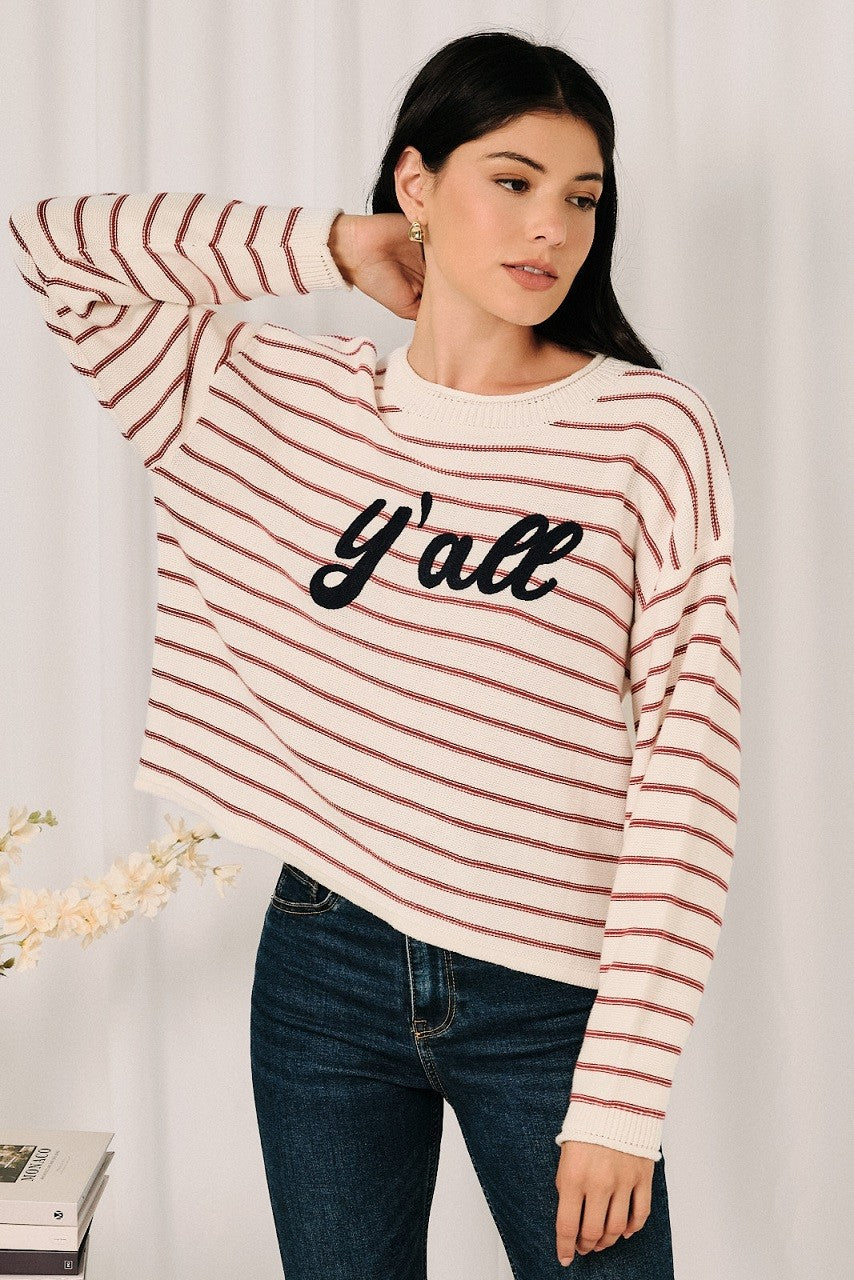 "Y'all" Stripe Sweater