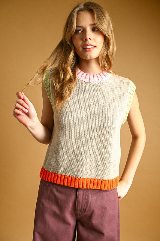 Color Contrast Knit Top