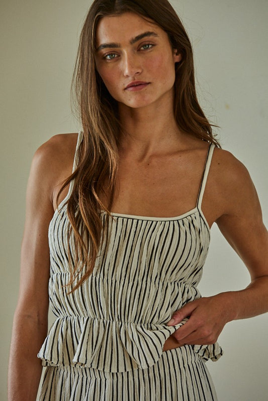 Stripe Peplum Tank Top