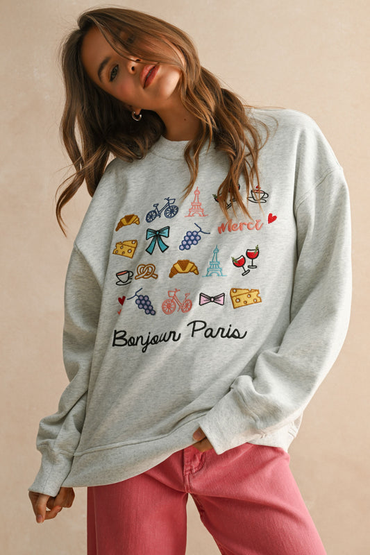 Bonjour Embroidered Sweatshirt