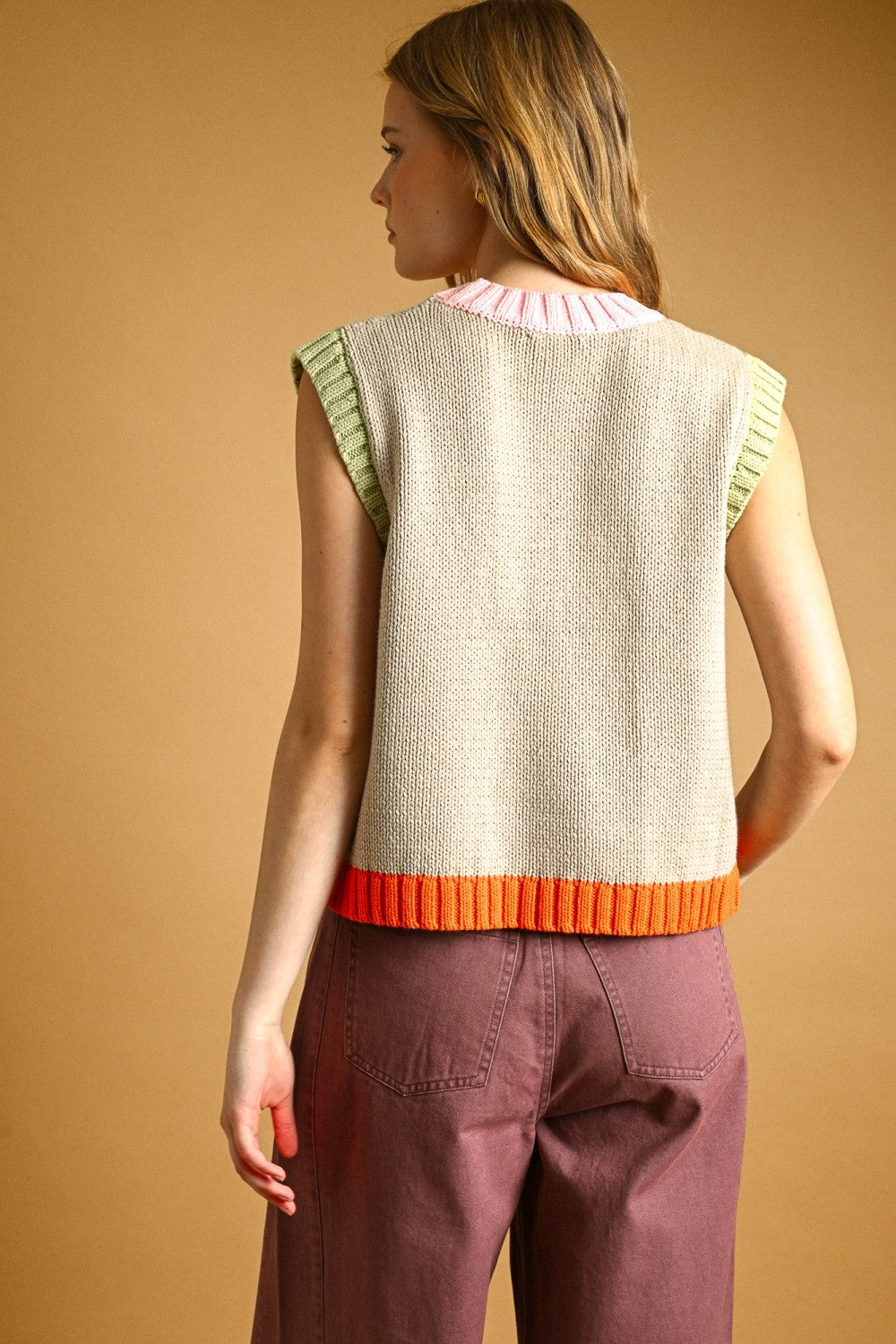 Color Contrast Knit Top