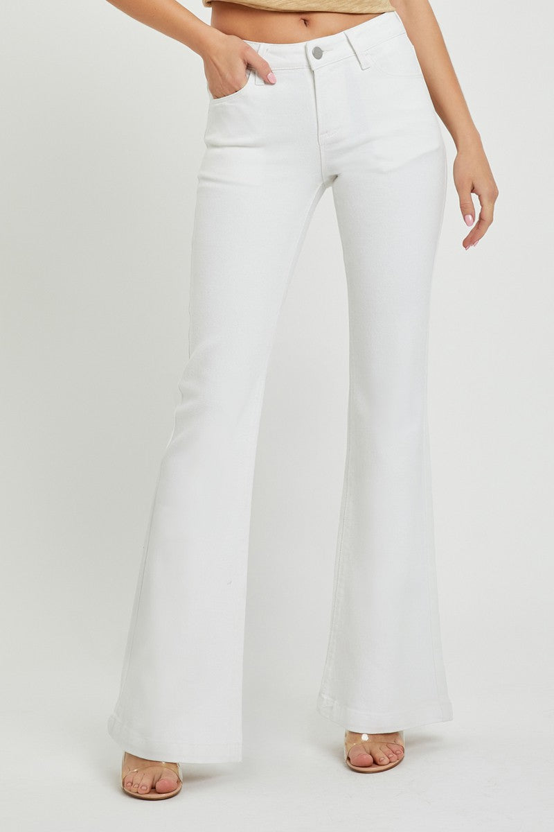 Low Rise White Flare Jean