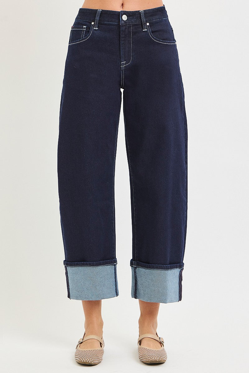 Cuffed Dark Barrel Jean
