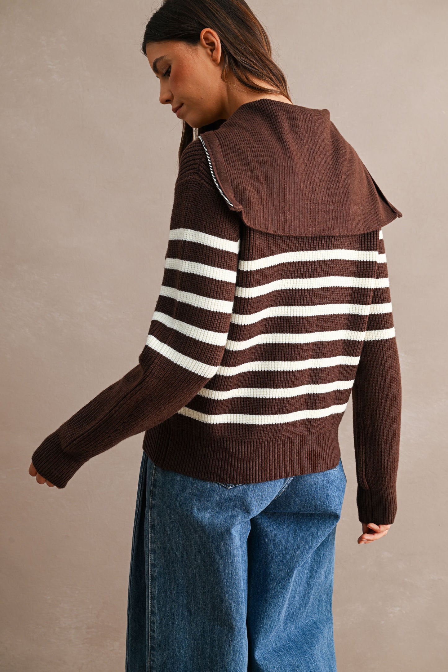 Stripe Half-Zip Sweater