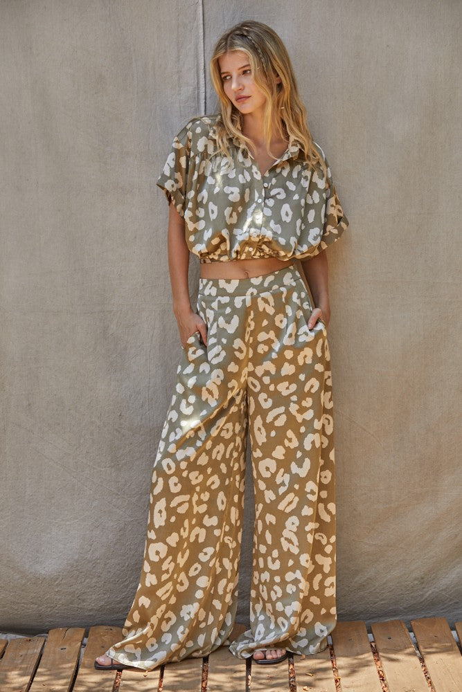 Leopard Button Up Crop Top