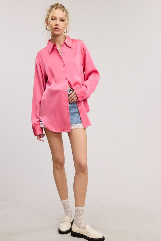 Satin Button Down Blouse