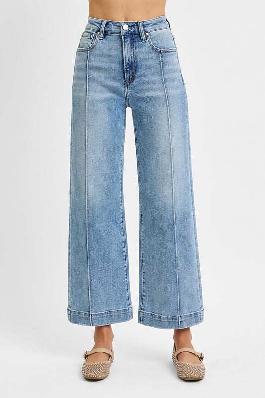 High Rise Crop Pin Tuck Jean