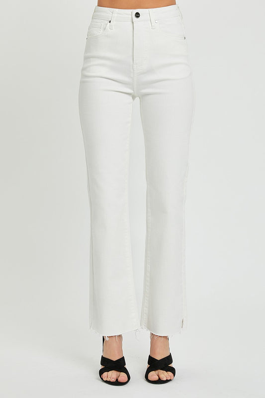White High-Rise Straight Risen Jean