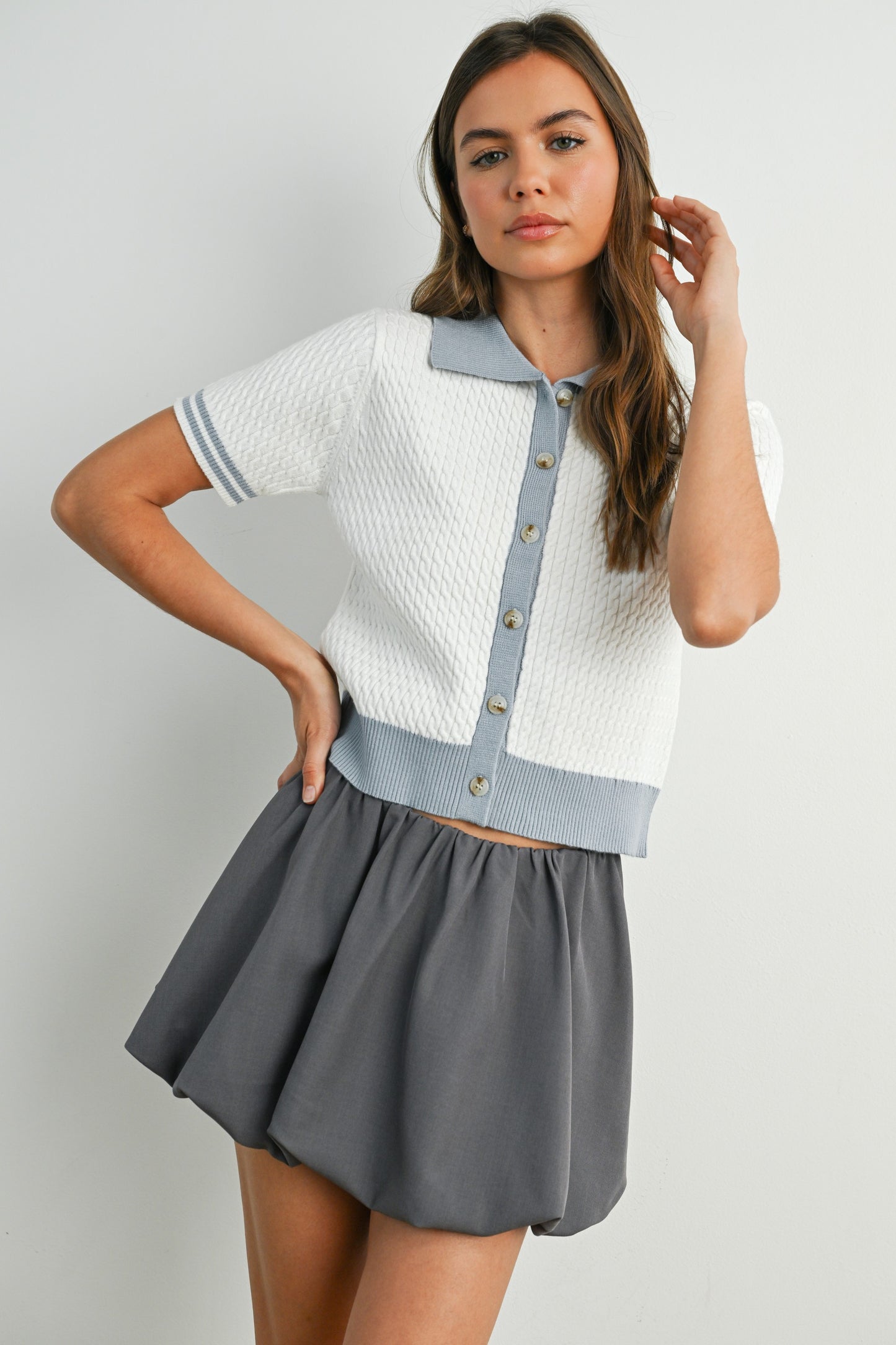 Button Up Collared Top