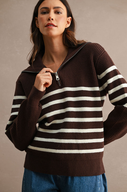Stripe Half-Zip Sweater