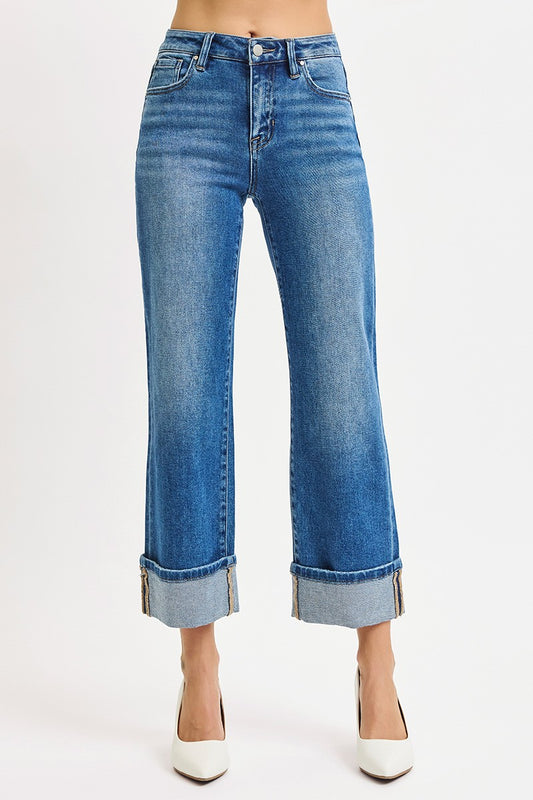Mid Rise Cuffed Jeans